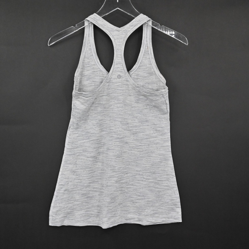 Lululemon Womens Cool Racerback Tank Top Size 4 White Space Nimbus Battle Logo - Picture 3 of 10